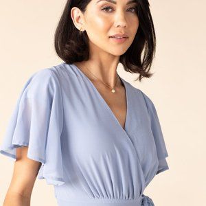 Naples Flutter Sleeve Maxi Bridesmaid Dress Light Blue